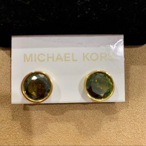 Michael Kors Green Stone Stud Earrings